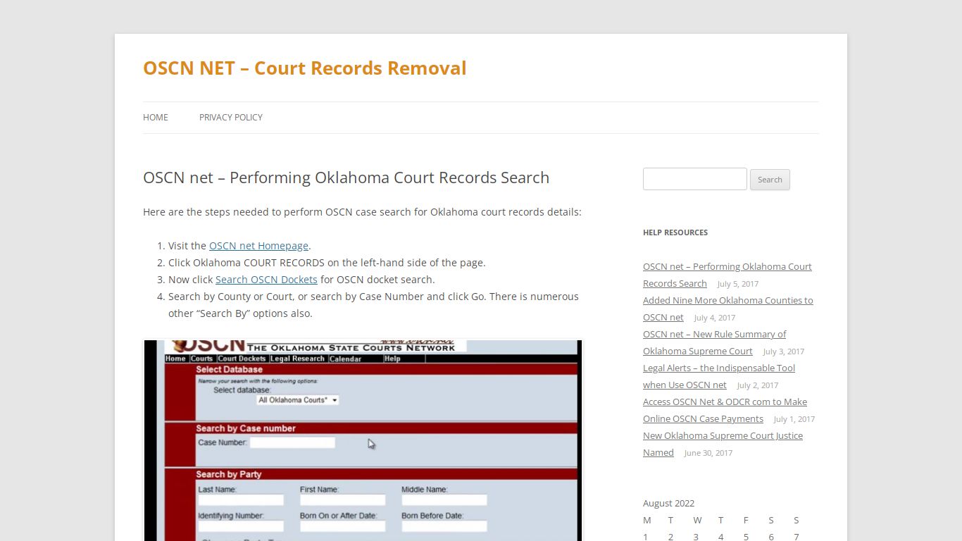 OSCN net – Performing Oklahoma Court Records Search